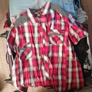 Rock & Republic red flannel polo dress shirt